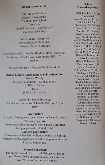 Closing the Borders - Wendy Davies (Hard cover with no DJ)