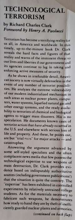 Technological Terrorism - Richard C. Clark (Hard cover with DJ)