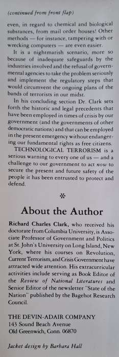 Technological Terrorism - Richard C. Clark (Hard cover with DJ)