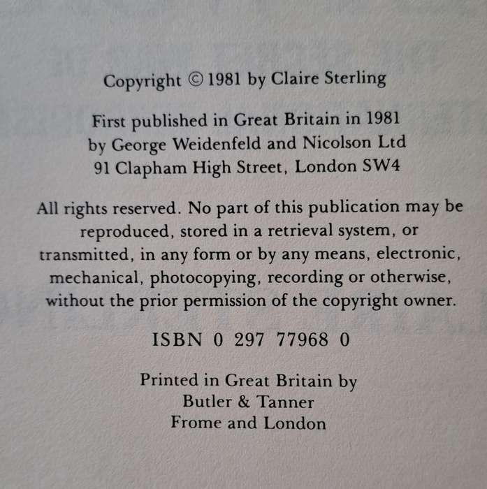 The Terror Network - Claire Sterling (hard cover with dj)