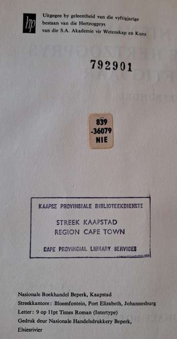 Die Hertzogprys vyftig jaar - P. J. Nienaber (hard cover with dj)