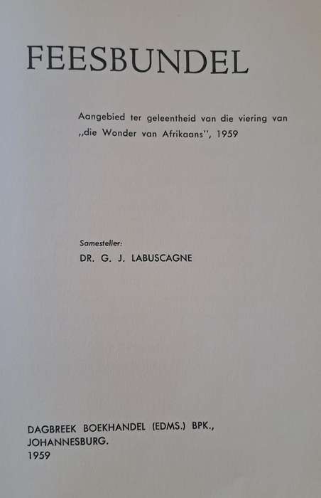 Feesbundel - Dr. G. J. Labuscagne (hard cover with no dj)