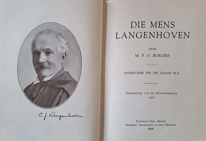 Die mens Langenhoven - M.P.O. Burgers (hard cover with no dj)