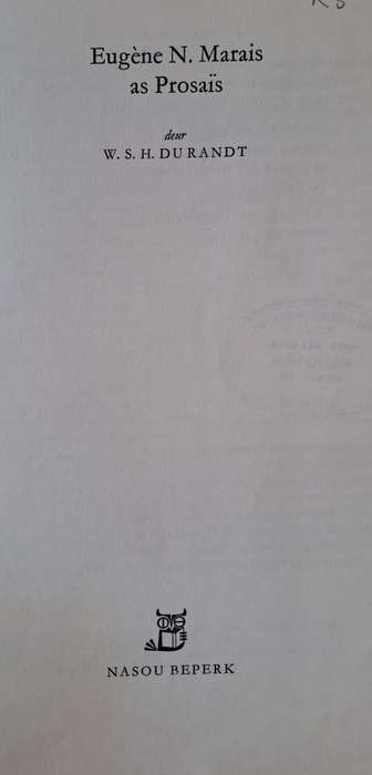 Eugene N. Marais as Prosais - W. S. H. Du Randt (paperback)
