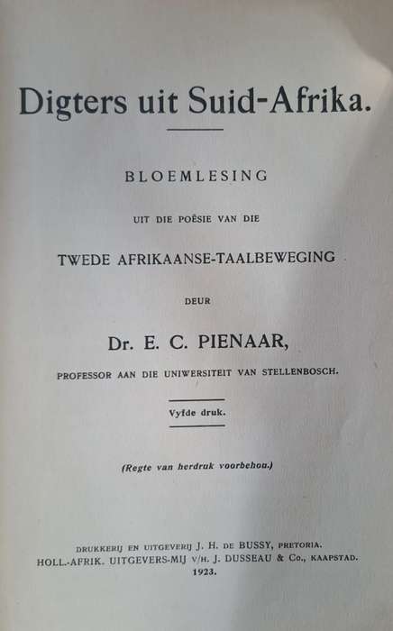 Digter Uit Suid-Afrika - Dr. E. C. Pienaar (paperback)
