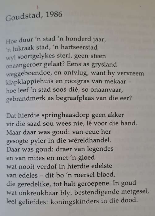 Goudaar gedigte oor Johannesburg- Fanie Olivier (hard cover with no dj)