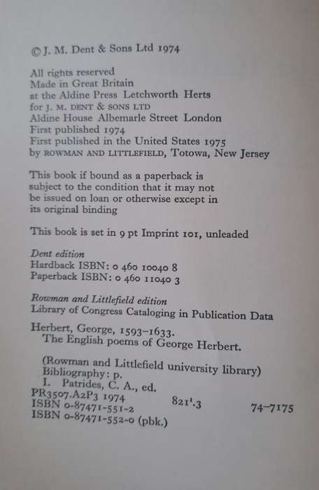 The English Poems of George Herbert (paperback)