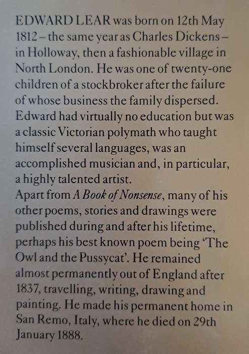 Book of Nonsense - Edward Lear's (hard cover with dj)