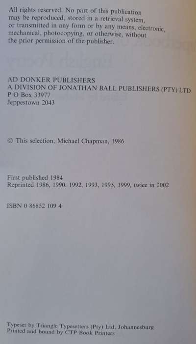 The paperbook of South African English poetry - Michael Chapman (paperback)
