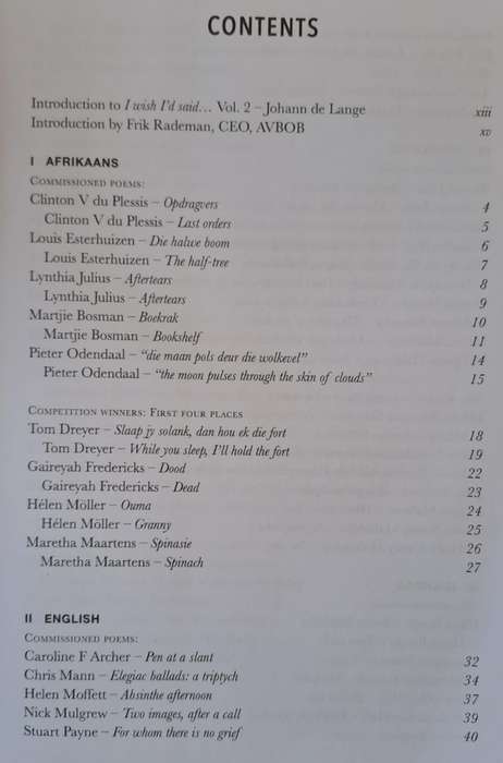 I wish id said...Vol.2 - Johann de Lange (paperback)