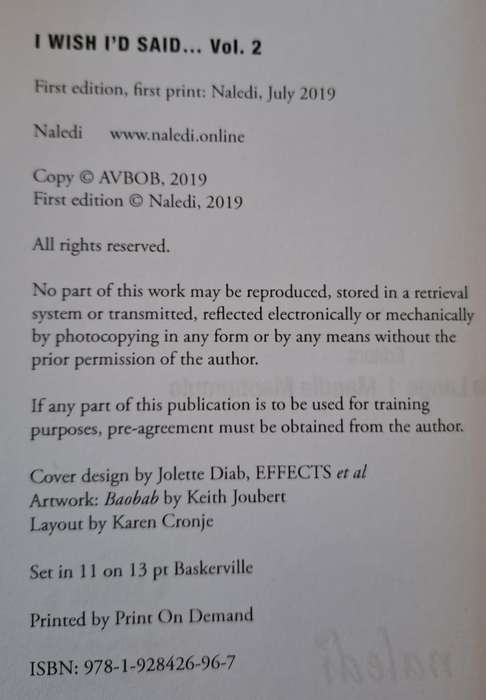I wish id said...Vol.2 - Johann de Lange (paperback)
