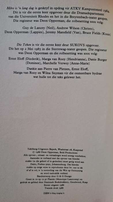 More is n lang dag en die teken - Deon Opperman (paperback)