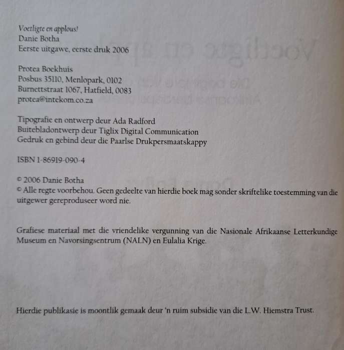Voetligte & Applous - Danie botha (hard cover)