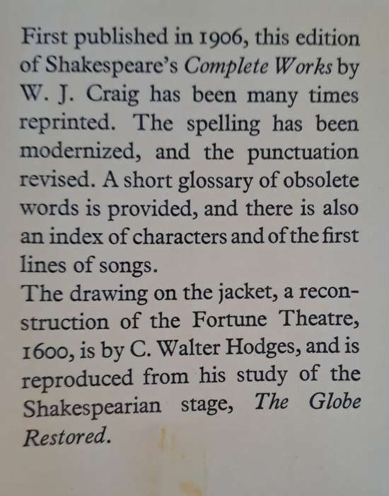 Shakespeare complete works - W. J. Craig M.A. (hard cover with dj)