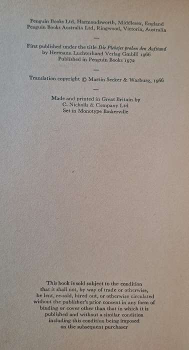 The Plebeians Rehearse the Uprising - Gunter Grass (paperback)