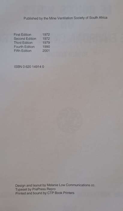 Le Roux's notes on mine Environmental control (hard cover with no dj)