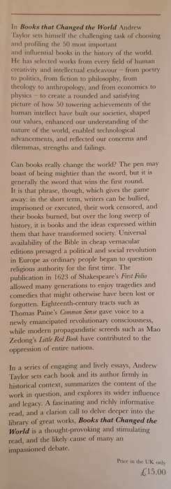 Books that changed the world - Andrew Taylor (hard cover with dj)