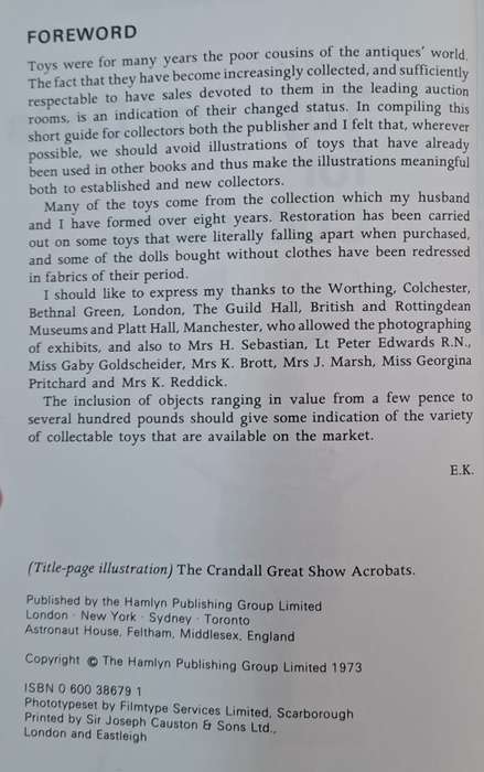 Toys and dolls for collectors - Eileen King (paperback)