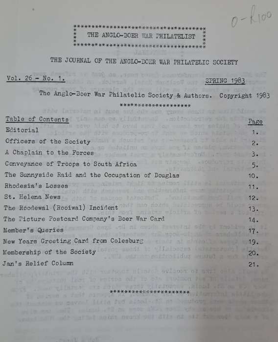 The Anglo-Boer war Philatelist 1983 -Johnson Philatelics (paperback)