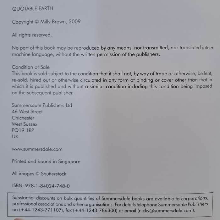 Quotable earth - Milly Brown (Hard cover)