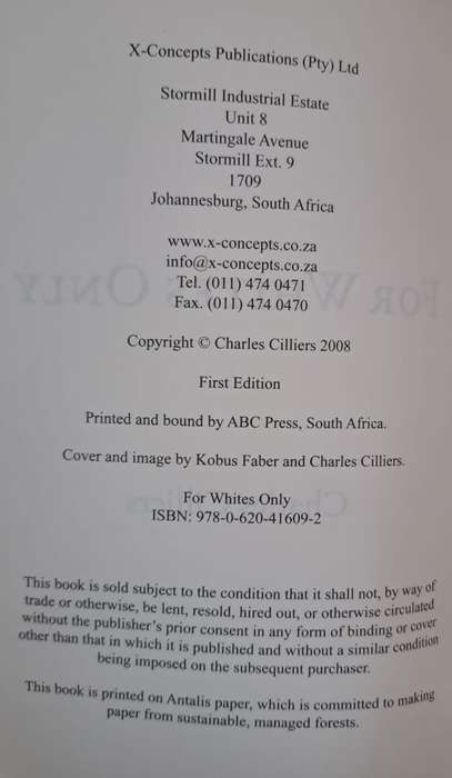 For whites only - Charles Cilliers (paperback)