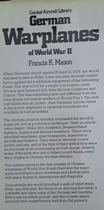 German warplanes of world War 2 - Francis K. Mason (Hard cover with dj)