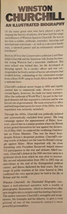 Winston Churchill an Illustrated biography - R G Grant (Hard cover with dj)