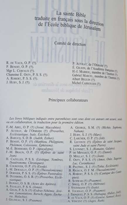 LA Bible - work of biblical scholars from L'École Biblique in Jerusalem (paperback)