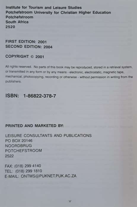 An introduction to sports tourism and event management 2 edition - M. Saayman (paperback)