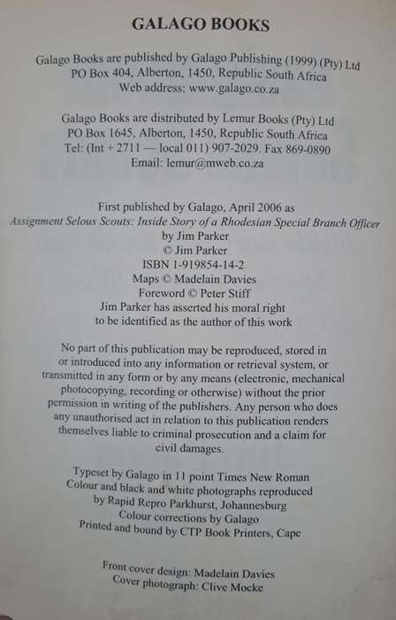 Assignment Selous scouts - Jim Parker (paperback)