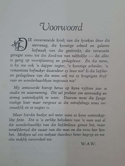 Die lief en leed van ons geslagslewe - Prof. DR W. A. Willemse (Hard cover with no dj)
