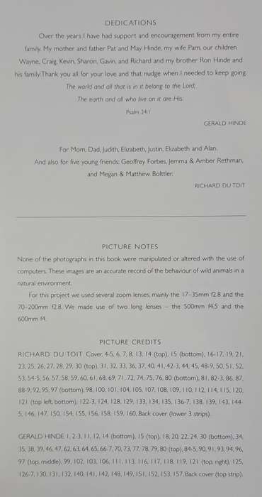 Images from a timeless wilderness - Richard du Toit & Gerald Hinde (Hard cover with dj)