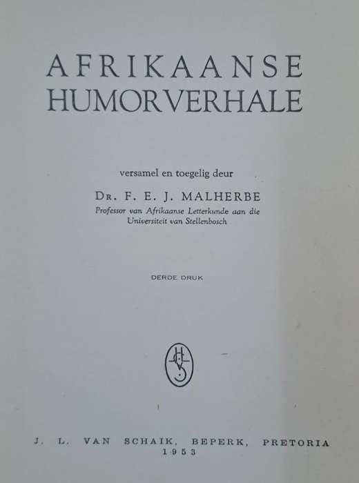 Afrikaanse Humorverhale - F. B. J. Malherbe (Hard cover with no dj)