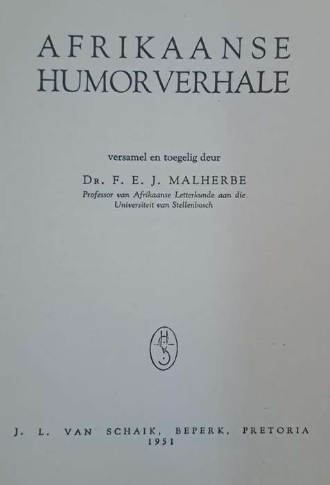 Afrikaanse Humorverhale - F. E. J. Malherbe (Hard cover with dj)