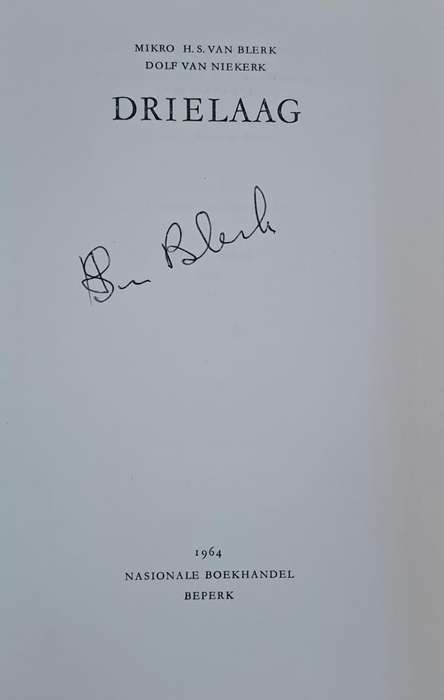 Drielaag - H. S. Van Blerk (Hard cover with dj)