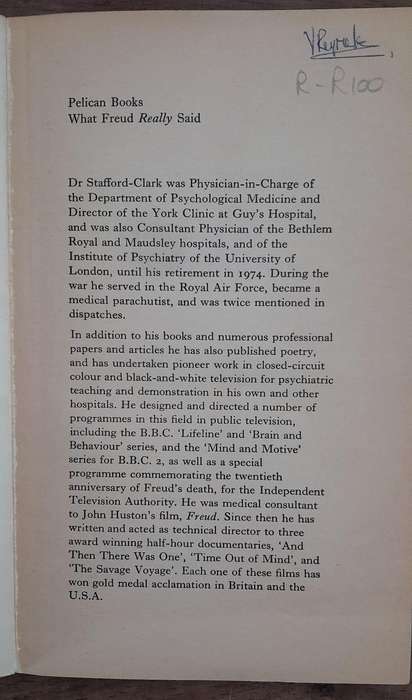What Freud Really Said - David Stafford-Clark (Paperback book with no dj)
