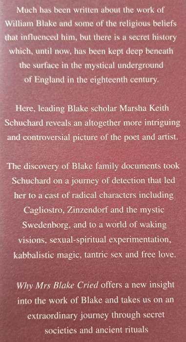Why Mrs Blake Cried - Marsha Keith Schuchard (Hard cover with DJ)