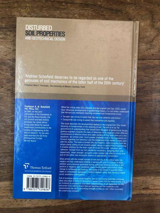 Disturbed Soil Properties and Geotechnical Design - Andrew Schofield (Hardcover with no dj)