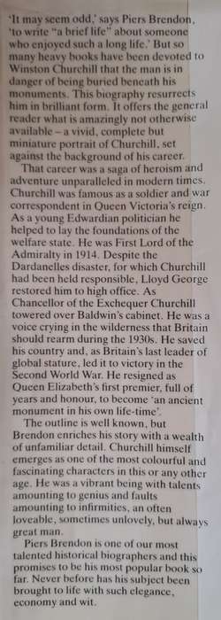 Winston Churchill A brief life - Piers Brendon (Hard cover with DJ)