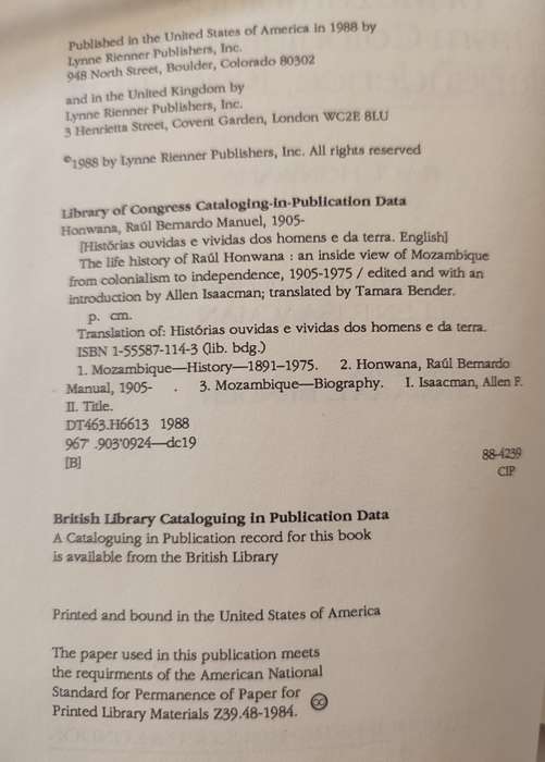 The Life History of Raul Honwana: An Inside View of Mozambique from Colonialism to Independence, 19.