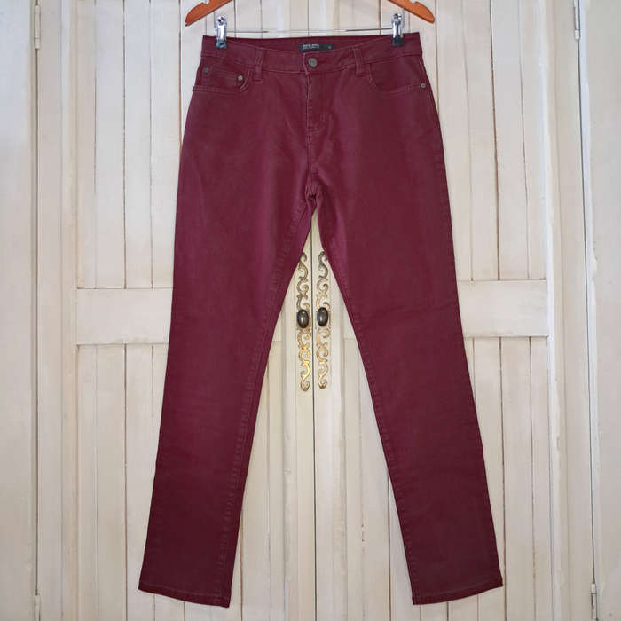 DAVID JONES CLASSIC COLLECTION MID-RISE SKINNY JEANS - BURGUNDY