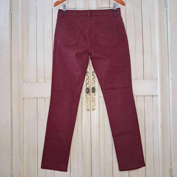 DAVID JONES CLASSIC COLLECTION MID-RISE SKINNY JEANS - BURGUNDY