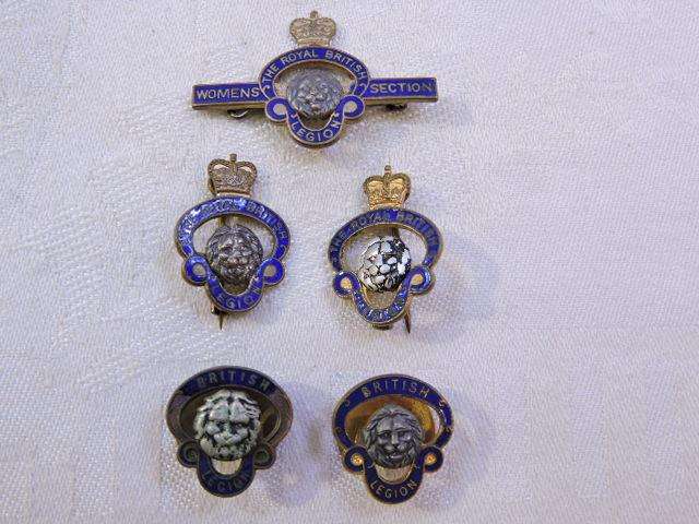 The Royal British Legion Women's Section enameled badges x5 Military Item.