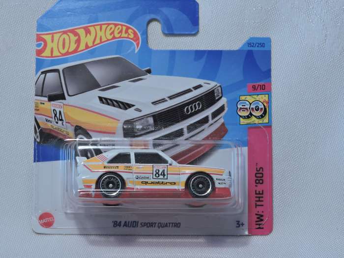 Hot Wheels AUDI Sport Quattro ( White with Yellow stripes ) Short Card