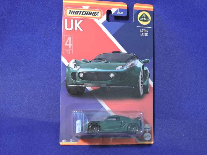 Matchbox LOTUS EXIGE Supercar  UK range card 4/12  ( Bottle Green ) Like Hot Wheels