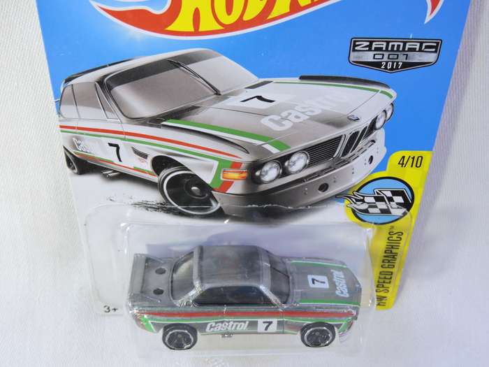 Hot Wheels BMW 3.0 CSL Race Car  ZAMAC  ( Silver )  Long Card  Castrol