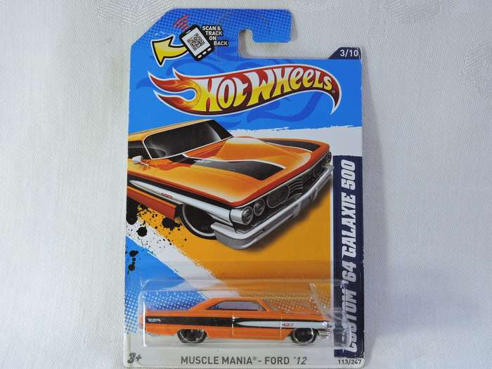 Hot Wheels FORD GALAXIE 500 Muscle Mania ( Orange Black stripe #427 )  Long Card