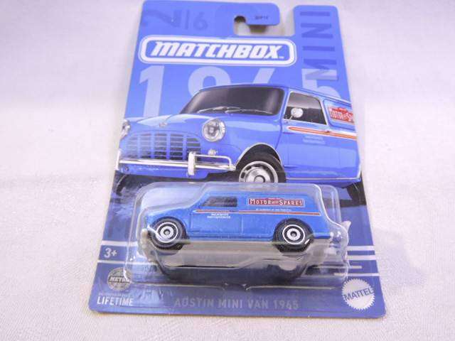 Matchbox AUSTIN MINI VAN 1965 ( Blue  Motor Spares ) Long Card  Like Hot Wheels