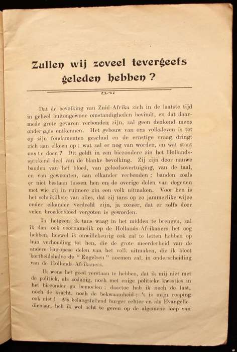 EEN ERNSTIGE VRAAG VOOR ONS VOLK - PROF. P.J.G. DE VOS