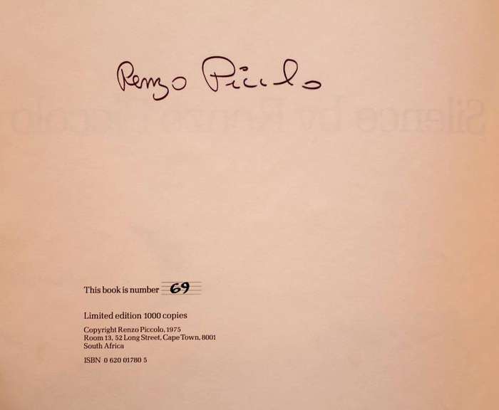 SILENCE - RENZO PICCOLO (1975) - LIMITED EDITION & SIGNED